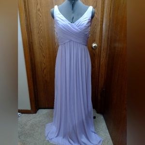 David's Bridal Long Mesh Dress with Cowl Back